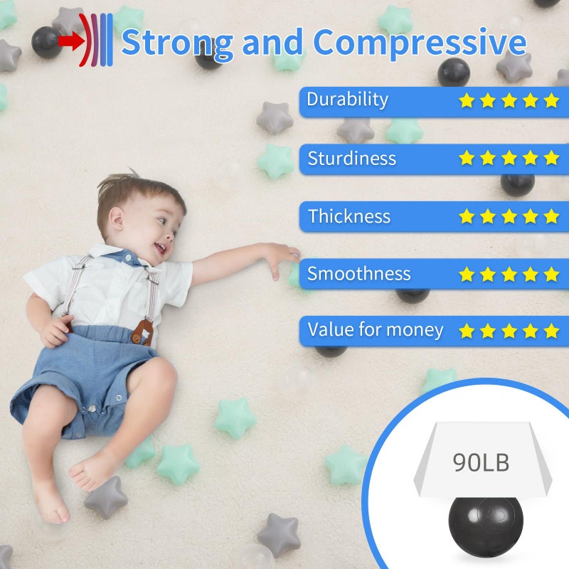 STARBOLO Star Ball Pit Balls - 100pcs Crush Proof Plastic Children's Toy Star Ball Ocean Balls for Birthday Parties Game Pool 2.2'' Balls and 2.55'' Stars - Image 4