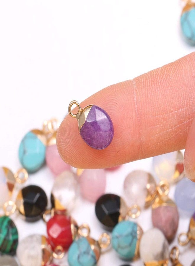 Zotoone 10PCs Natural Semi precious Stone Pendants,Charms 8x13mm for Jewelry Making Jade Turquoise Agate Crystal Quartz Beads Bracelet Necklace Jewelry Findings - Image 2