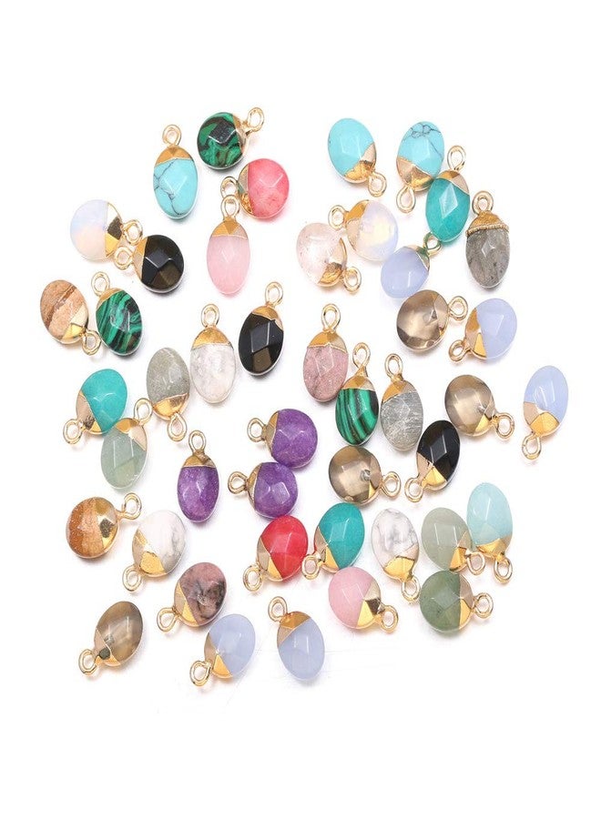 Zotoone 10PCs Natural Semi precious Stone Pendants,Charms 8x13mm for Jewelry Making Jade Turquoise Agate Crystal Quartz Beads Bracelet Necklace Jewelry Findings - Image 1