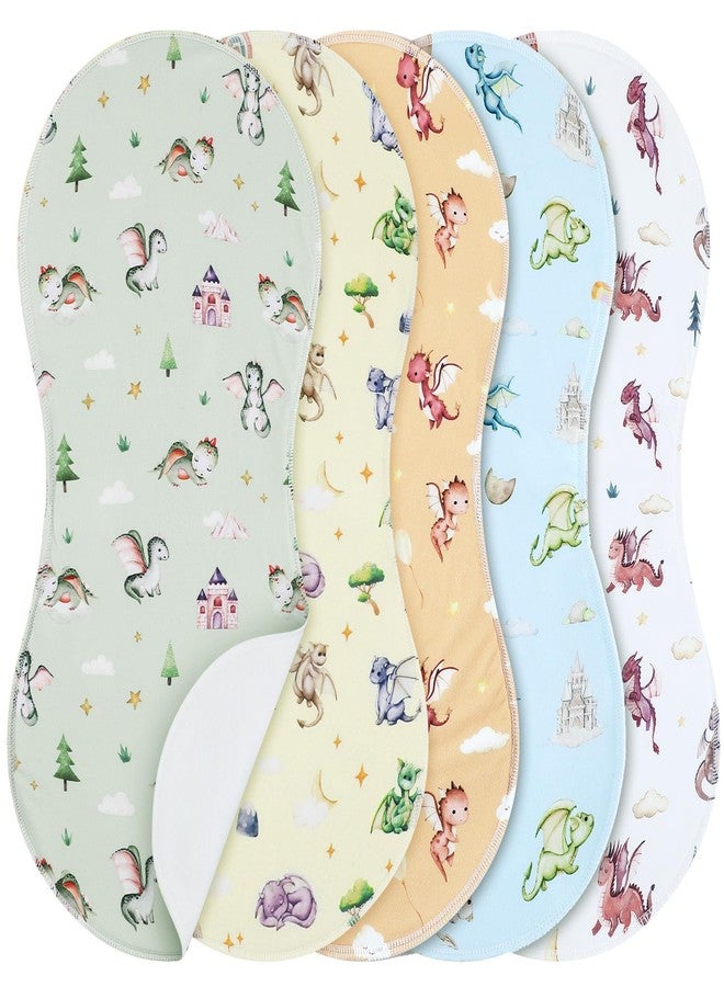 SmoothNovelty 5 Pack Watercolor Dragon Pattern Baby Burp Cloths Soft Absorbent Muslin Burping Rags for Newborns 19"x9" Spit up Cloths for Boy Girl Newborn Baby Shower Registry Gifts Set Nursery Decor - Image 1