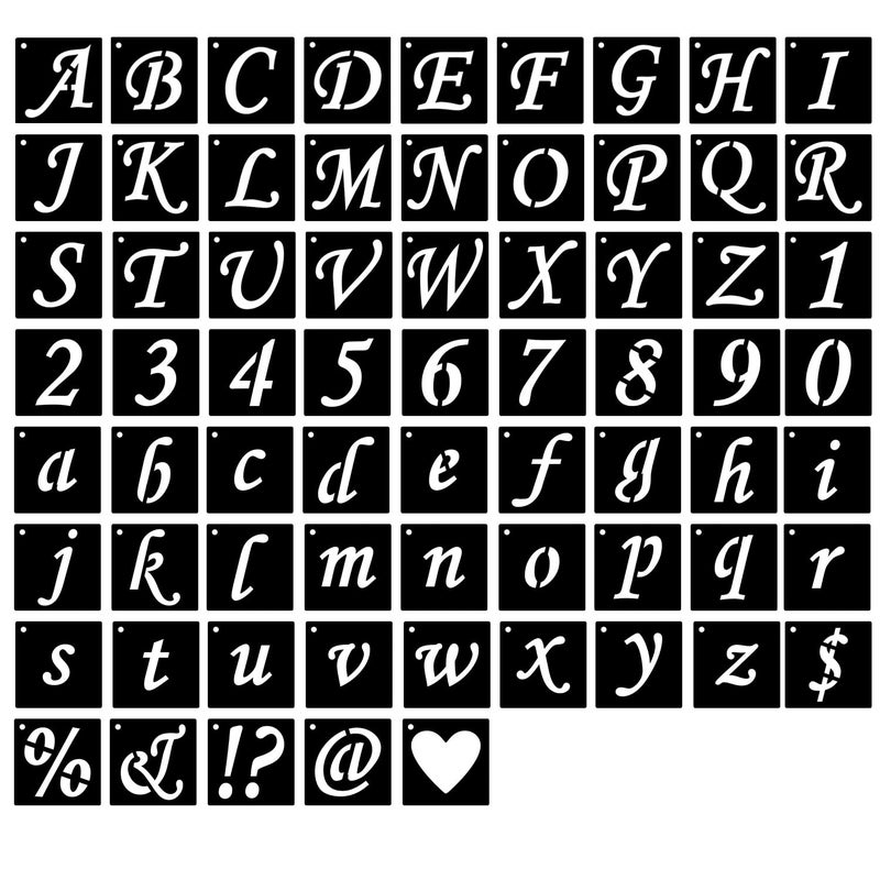 Eage Alphabet Letter Stencils 1 inch 68 Pcs Reusable Plastic Letter Number Symbol Stencil Kit for Painting on Wood Wall Fabric Rock Chalkboard Signage