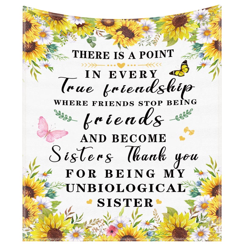 Irenare Best Friend Blanket Christmas Inspirational Gifts for Women Friendship Sister Throw Blanket 50" x 60" Soft Sunflower Flannel Blankets BFF Birthday Gifts for Thanksgiving Holiday Xmas(Sisters) - Image 1
