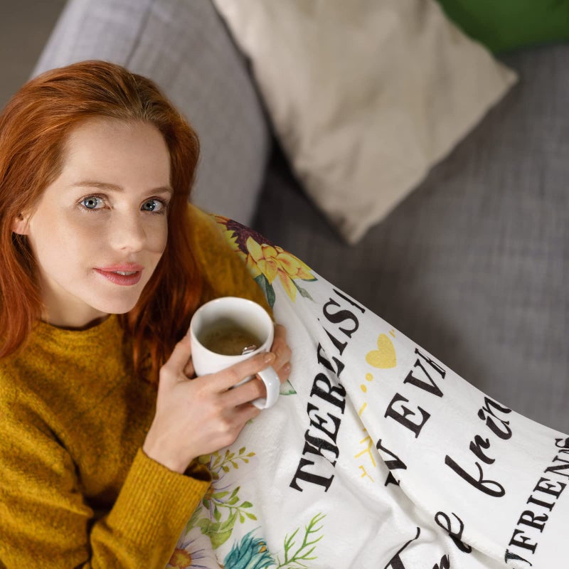 Irenare Best Friend Blanket Christmas Inspirational Gifts for Women Friendship Sister Throw Blanket 50" x 60" Soft Sunflower Flannel Blankets BFF Birthday Gifts for Thanksgiving Holiday Xmas(Sisters) - Image 5