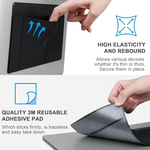 Lacdo 3-Pocket Mouse Holder for Laptop Stick on, External Hard Drive SSD Holder for Laptop, Stick on Pouch Organizer Adhesive Pocket Storage Sleeve for Mouse/HDD/SSD/Cables, Computer Accessories,Black - Image 4