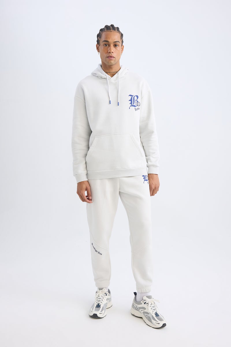 DeFacto Beige Man DeFactoFit NBA Brooklyn Nets Standard Fit Thick Jogger Sweatpants Casual - Image 2