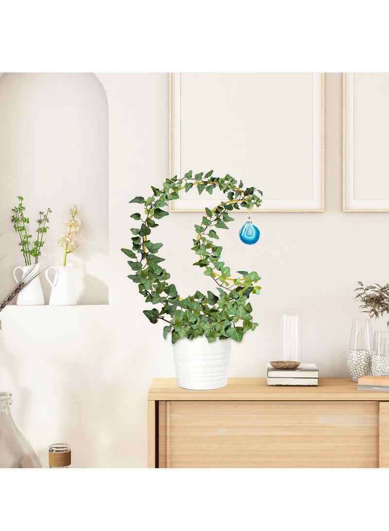 Barakah Small Metal Trellis for Potted Plants, 2 Pcs Gold Moon Trellis, Mini Trellis for Potted Plants Support with 10 Ties and 2 Random Pendant, Metal Plant Trelli for Potted Plant Hoya Pothos Flower - Image 2