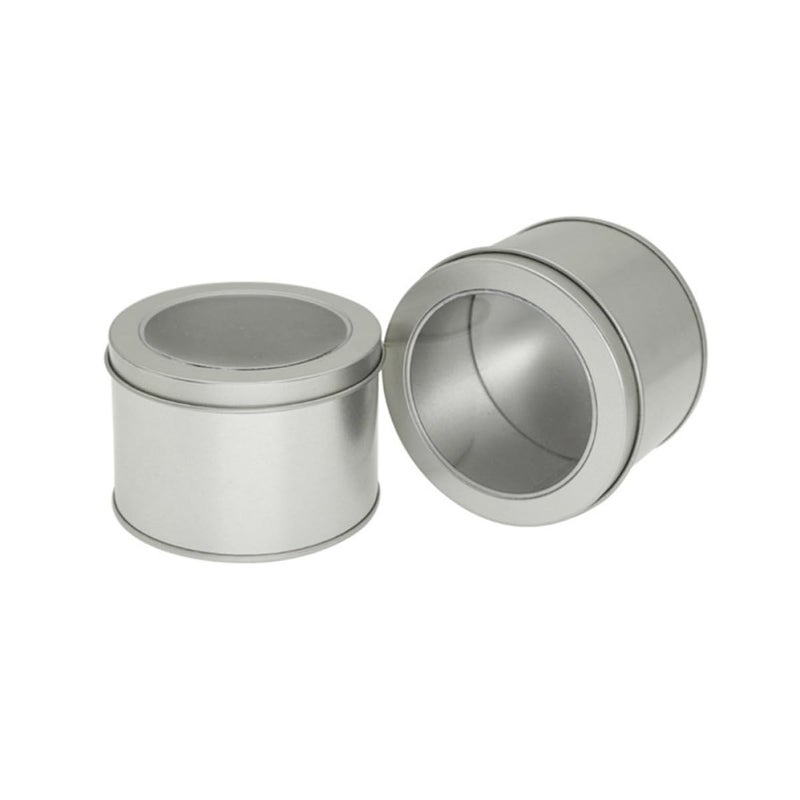 Silver Metal Sealed Food Storage Canisters With Window 4 Pack 90x60mm Kitchen Pantry Containers - Image 2