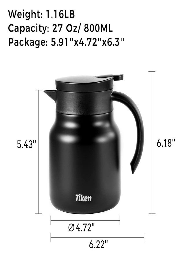 Tiken Coffee Server, 800ML (27 Oz) Thermal Coffee Carafe, Stainless Steel Insulated Vacuum Coffee Carafes For Keeping Hot - Matte Black - Image 3