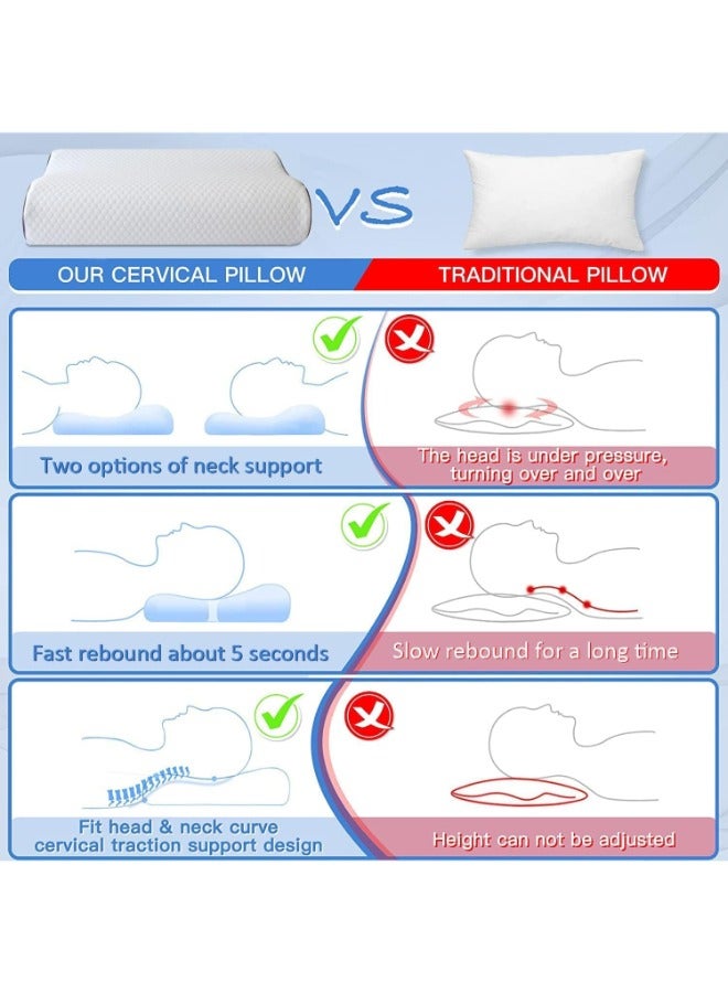 Top-rated Memory Foam Cervical Pillow for Neck Pain Relief | Ergonomic Orthopedic Support, Adjustable Height, Washable Cover - Best Pillows for Side, Back, Stomach Sleepers - Medical Grade Comfort - Image 3