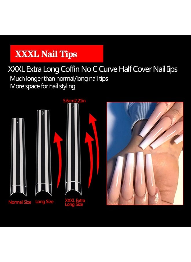 504Pcs 3Xl Coffin Nail Tips No C Curve Clear Extra Long Coffin Nail Tips For Acrylic Nails Professional Flattened Half Cover False Nails With Box Acrylic Nail Tips For Nail Salons Home 12 Sizes - pzsku/Z96FBCA0CD9E30E2A85E8Z/45/_/1683269518/710fe215-424d-468d-a1d3-b842071cc283