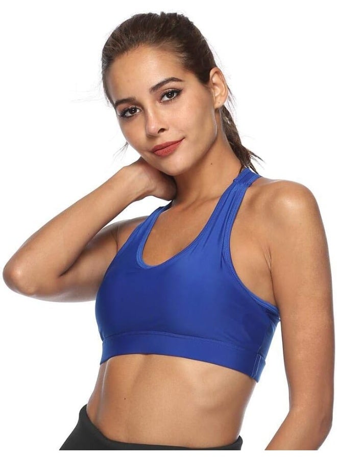 Rubik حمالة صدر رياضية للنساء مع جيب خلفي، بدون سلك، عالية التأثير، تصميم Racerback، سريعة الجفاف، وسادة قابلة للإزالة، حمالة صدر نشطة بدون seams للجري واليوغا وصالة الألعاب الرياضية واللياقة البدنية (X-Large، أزرق) - Image 2