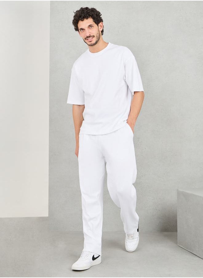 Styli Back Contrast 7 Print Oversized T-shirt and Open Hem Jogger Interlock Co-ords  - Image 2