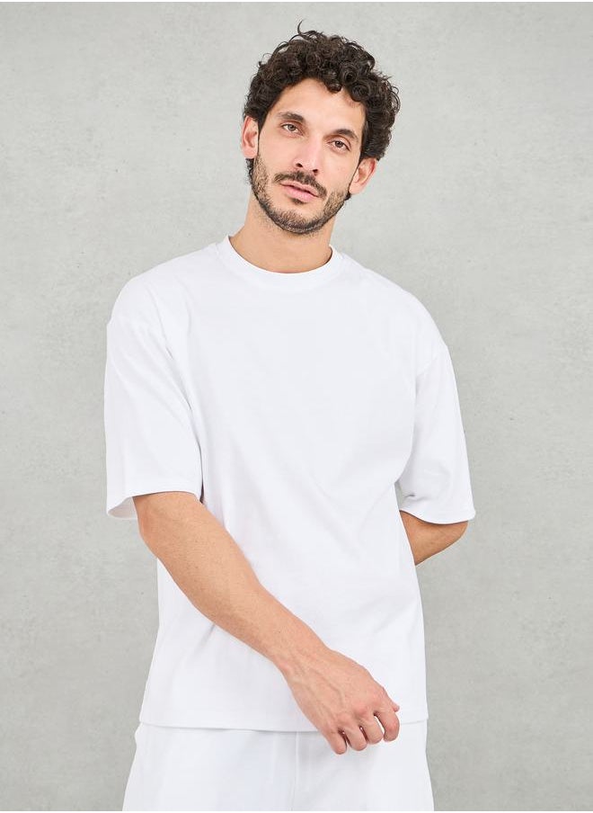 Styli Back Contrast 7 Print Oversized T-shirt and Open Hem Jogger Interlock Co-ords  - Image 3