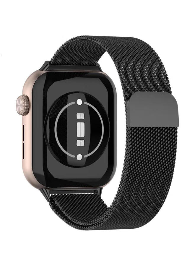 KMaxAI Milanese Metal Watch Band For Honor Watch 5 With Magnetic Closure Stainless Steel Mesh Watch Strap Breathable Unisex Business Creative Replacement Wristband Black - Image 2