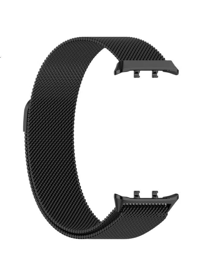 KMaxAI Milanese Metal Watch Band For Honor Watch 5 With Magnetic Closure Stainless Steel Mesh Watch Strap Breathable Unisex Business Creative Replacement Wristband Black - Image 3