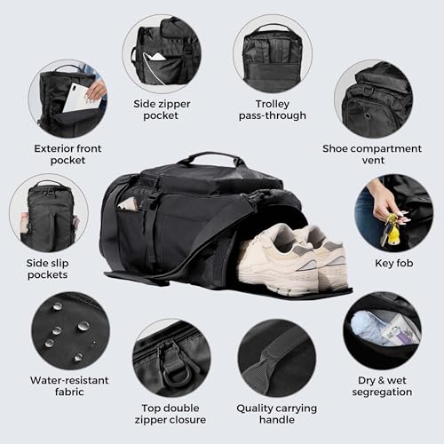 Uselike Gym Bag for Women with Shoe Compartment and Wet Pocket Convertible Gym Backpack workout Duffel Bag Multiple Pockets 30L - Image 5