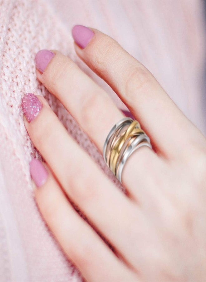 Jinbaoying Knot Cross Ring Enhancers for Women Statement Funky Trendy Love Fashion Engagement Ring Stainless Steel Silver Gold Rose Gold Plated Friendship Ring - Image 5