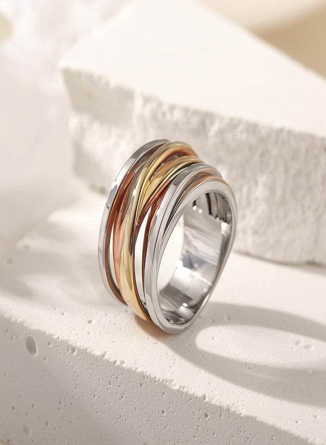 Jinbaoying Knot Cross Ring Enhancers for Women Statement Funky Trendy Love Fashion Engagement Ring Stainless Steel Silver Gold Rose Gold Plated Friendship Ring - Image 3