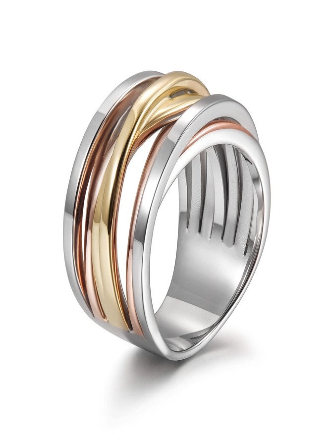 Jinbaoying Knot Cross Ring Enhancers for Women Statement Funky Trendy Love Fashion Engagement Ring Stainless Steel Silver Gold Rose Gold Plated Friendship Ring - Image 1