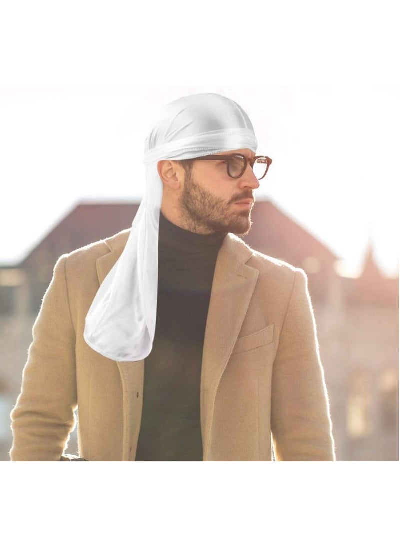 Y&D - Silky Durag Men Soft Silk Durags 360 Waves Headwraps Unisex Cap Bandana Turban Hat with Long Tails and Wide Straps for Kids Women 2 Pcs - Image 1