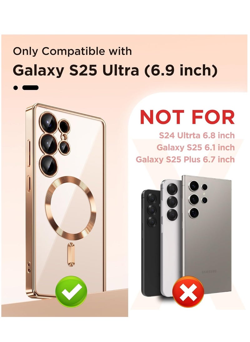 بورتوني غطاء حماية خلفي رفيع مغناطيسي لهاتف Samsung Galaxy S25 Ultra مع دعم MagSafe للشحن اللاسلكي متوافق مع واقي شاشة شفاف عالي الدقة من الزجاج المقوى لهاتف Samsung Galaxy S25 Ultra مقاس 6.9 بوصة - Image 2