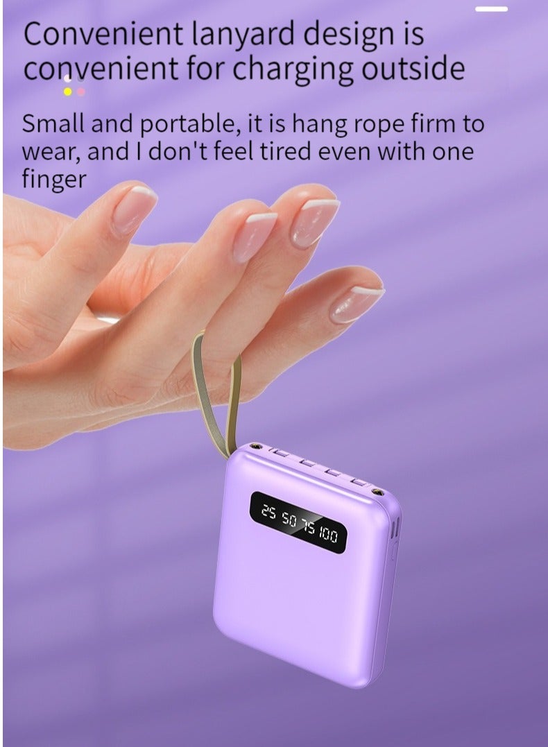 Beauenty Large-capacity Portable Digital Display Charging Treasure Comes With A Charging Line 10000 Mm Mobile Phone Tablet Universal Mini Mobile Power Digital Display Large Screen Purple - Image 5