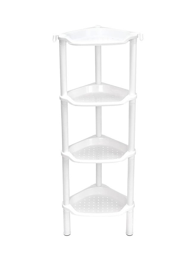 SLZBCY 4 Tier Corner Shower Caddy, Rustproof, Plastic Shower Organizer for Bathroom, Bathtub, Shower pan, Bath Accessories Shower Caddies, 13.5 x 10 x 33.5 Inches, White (Round Slot White 4 Tier) - Image 3