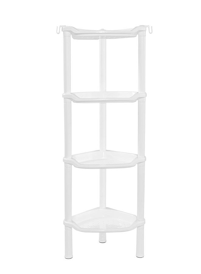 SLZBCY 4 Tier Corner Shower Caddy, Rustproof, Plastic Shower Organizer for Bathroom, Bathtub, Shower pan, Bath Accessories Shower Caddies, 13.5 x 10 x 33.5 Inches, White (Round Slot White 4 Tier) - Image 1