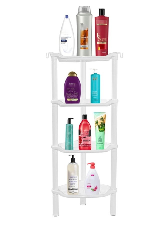 SLZBCY 4 Tier Corner Shower Caddy, Rustproof, Plastic Shower Organizer for Bathroom, Bathtub, Shower pan, Bath Accessories Shower Caddies, 13.5 x 10 x 33.5 Inches, White (Round Slot White 4 Tier) - Image 2