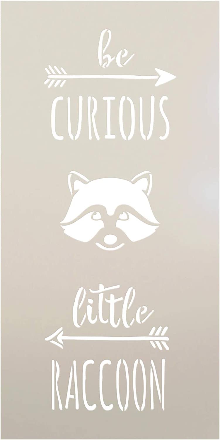 Ivana's Be Curious Little Raccoon - Tall Woodland - Word Art Stencil - 5" x 10" - STCL1762_1 - - Image 1