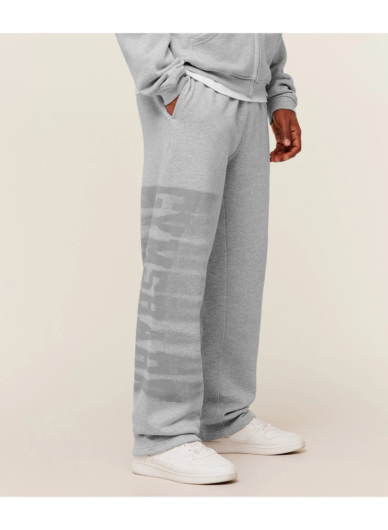 Gymshark Men Side Graphic Wide Leg Sweatpants, Drawstring Loose Straight Leg Joggers, Workout Training Casual Track Pants (Grey) - Image 3