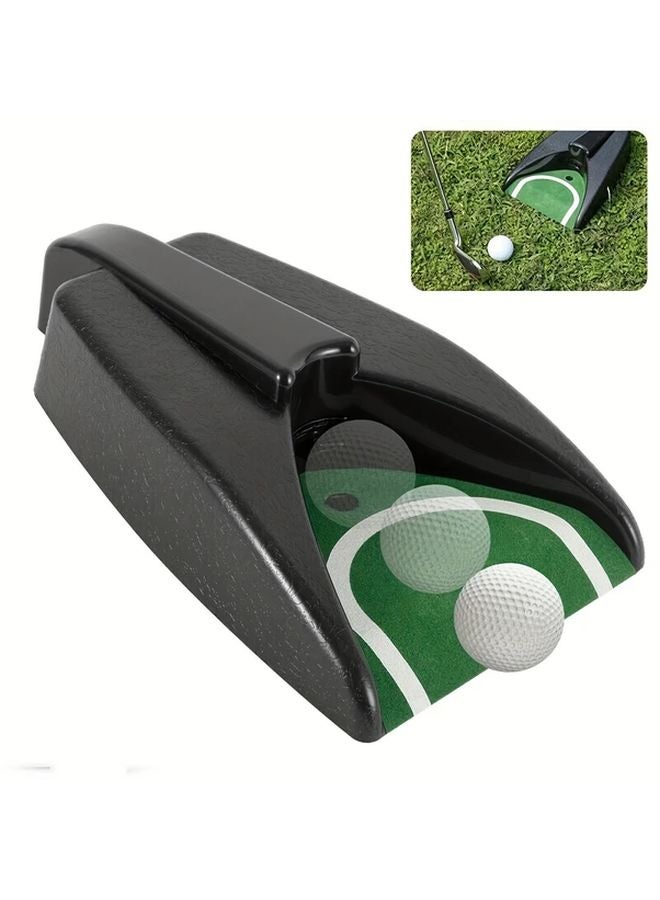 سجادة الجولف المحمولة للممارسة وضع البيض، عودة تلقائية، متينة من ABS، خضراء واقعية، مدمجة، خفيفة الوزن، سوداء - Image 2