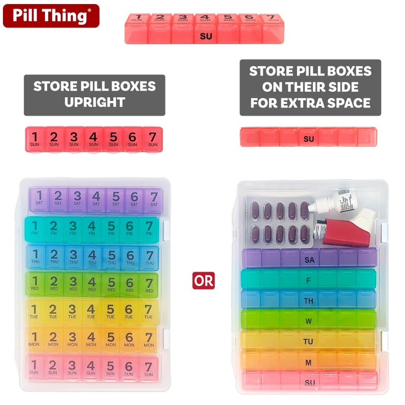 pill thing 7 Times a Day Weekly Pill Box Organizer Case, Secure 7X Pillbox with Medication Schedule, Includes Premium Lifetime Subscription to Medisafe App (7 Time-a-Day) - Image 2