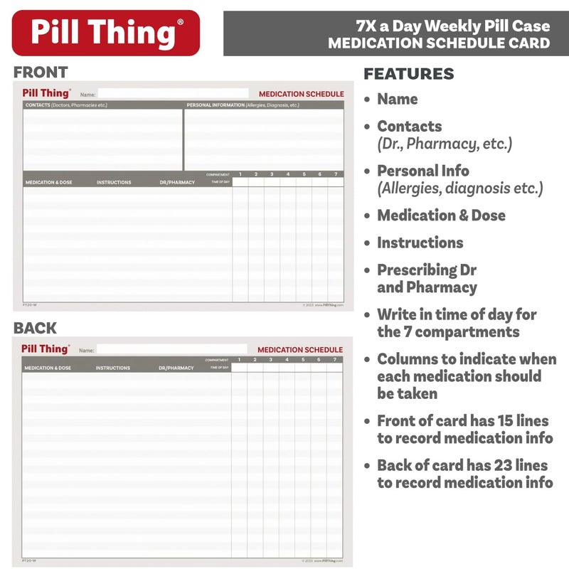 pill thing 7 Times a Day Weekly Pill Box Organizer Case, Secure 7X Pillbox with Medication Schedule, Includes Premium Lifetime Subscription to Medisafe App (7 Time-a-Day) - Image 5