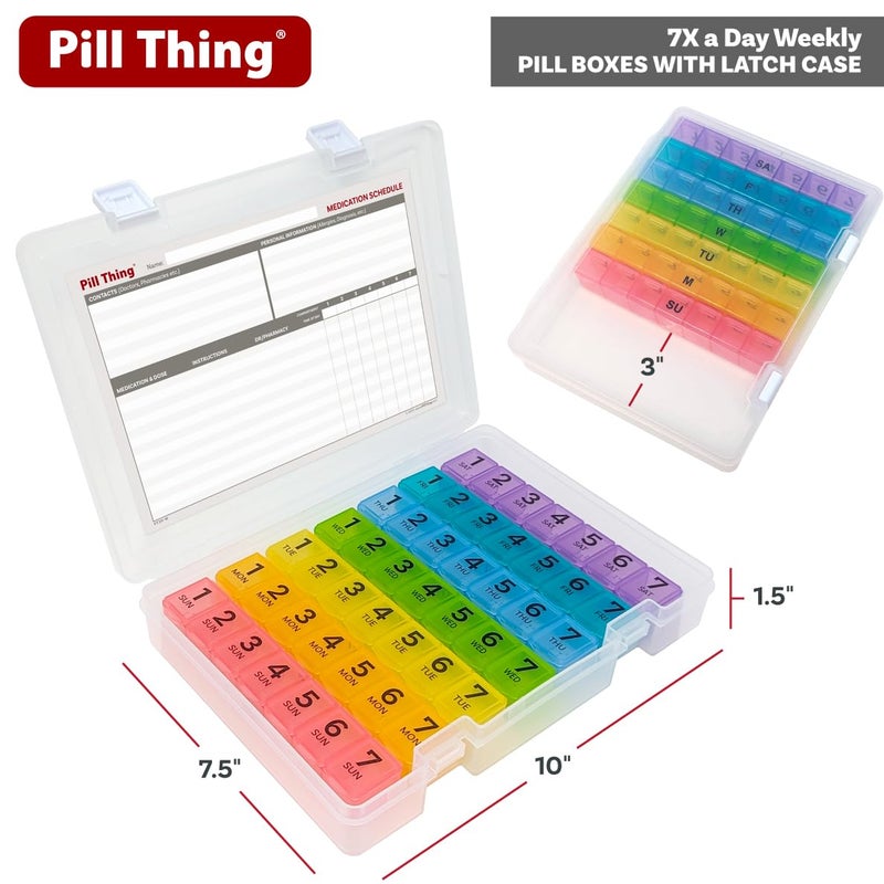 pill thing 7 Times a Day Weekly Pill Box Organizer Case, Secure 7X Pillbox with Medication Schedule, Includes Premium Lifetime Subscription to Medisafe App (7 Time-a-Day) - Image 4