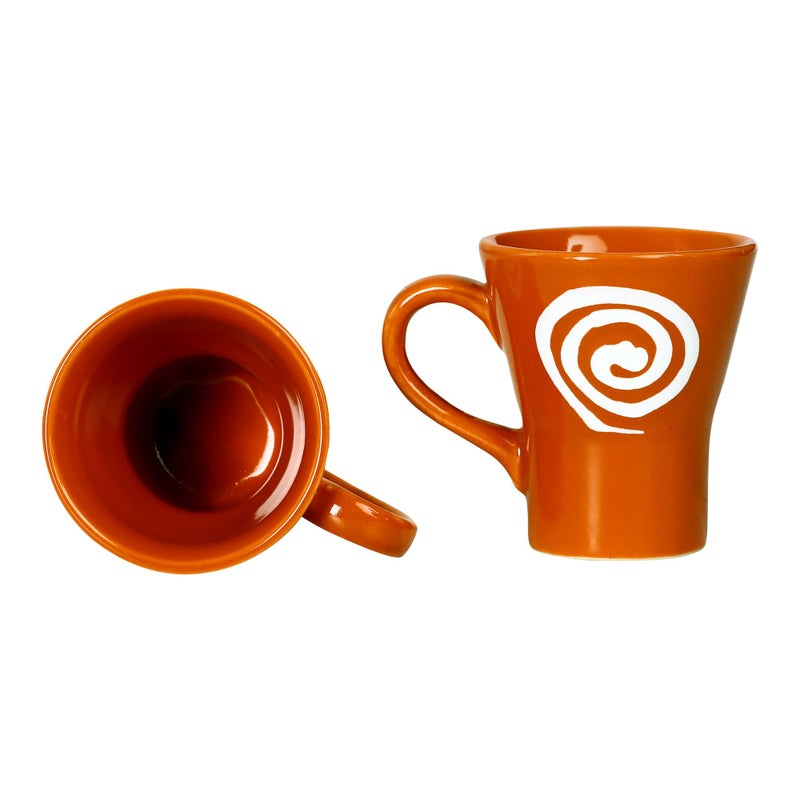 Caffeine Ceramic Handmade Orange Doodle Tea Cup (Set of 1) - Image 2