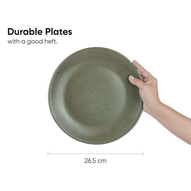 Shay Ceramic Dinner Plates Set 6 Pieces Olive Ceramic Plates Set Matte Finish Premium Stoneware Dinner Plates Ceramic Set of 6 Plates for Dinner Olive Dinner Plates 6 Pcs - Image 3