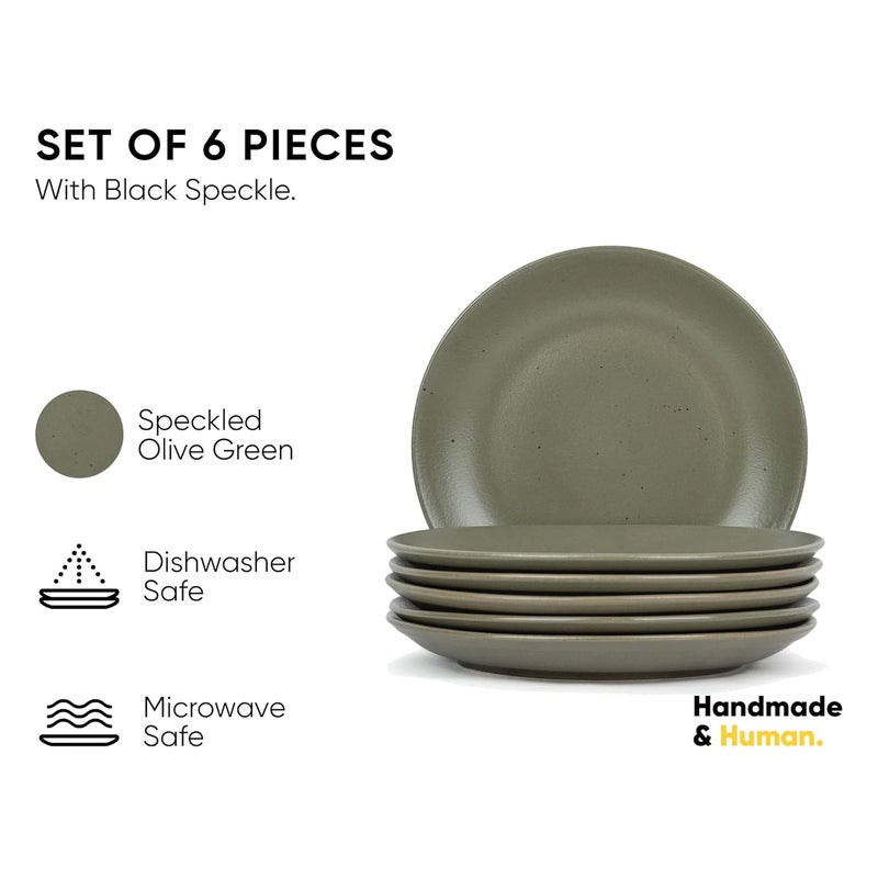 Shay Ceramic Dinner Plates Set 6 Pieces Olive Ceramic Plates Set Matte Finish Premium Stoneware Dinner Plates Ceramic Set of 6 Plates for Dinner Olive Dinner Plates 6 Pcs - Image 2