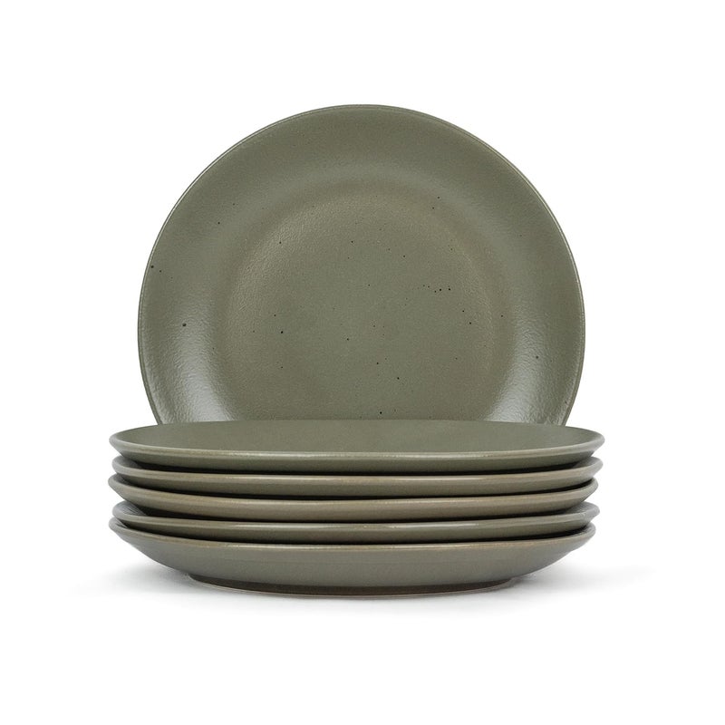 Shay Ceramic Dinner Plates Set 6 Pieces Olive Ceramic Plates Set Matte Finish Premium Stoneware Dinner Plates Ceramic Set of 6 Plates for Dinner Olive Dinner Plates 6 Pcs - Image 1