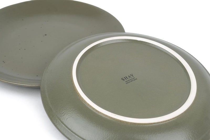 Shay Ceramic Dinner Plates Set 6 Pieces Olive Ceramic Plates Set Matte Finish Premium Stoneware Dinner Plates Ceramic Set of 6 Plates for Dinner Olive Dinner Plates 6 Pcs - Image 5
