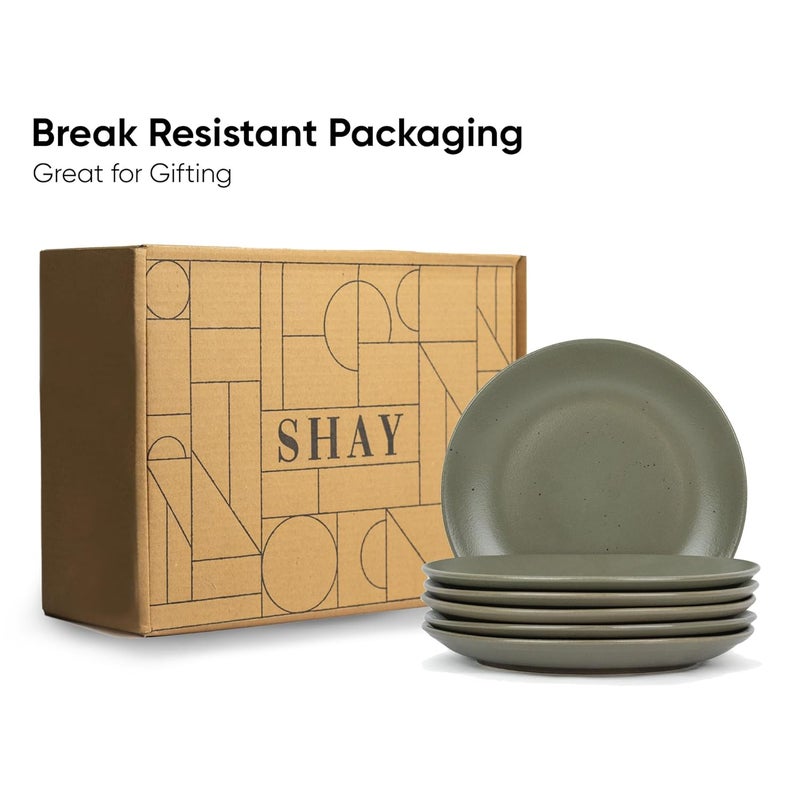 Shay Ceramic Dinner Plates Set 6 Pieces Olive Ceramic Plates Set Matte Finish Premium Stoneware Dinner Plates Ceramic Set of 6 Plates for Dinner Olive Dinner Plates 6 Pcs - Image 4
