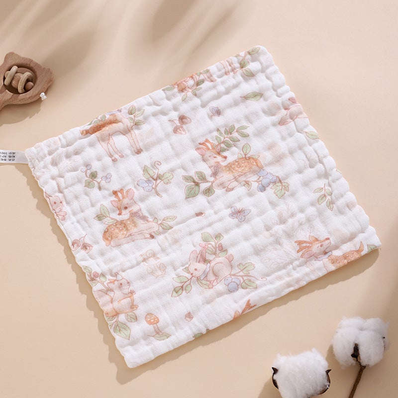Six-Layer Pure Cotton Baby Washcloths Soft High-Density Deer in the forest 