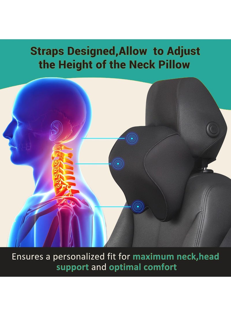 Generic Car Neck Pillows, 2pcs Headrest Pillows with Adjustable Strap, 100% Memory Foam and Breathable Removable Cover, Soft Comfortable Ergonomic Design For Neck Pain Relieve  Cervical Suppor - Image 3