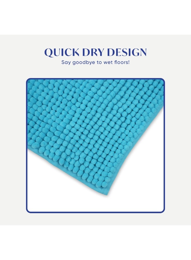 DIVEENAS Diveena's Non-Slip Bathroom Mat – 40x60cm Super Soft Microfiber Bath Mat, Quick-Dry & Machine Washable Bath Rug for Bathroom or Powder Room & Home | Blue - Image 5