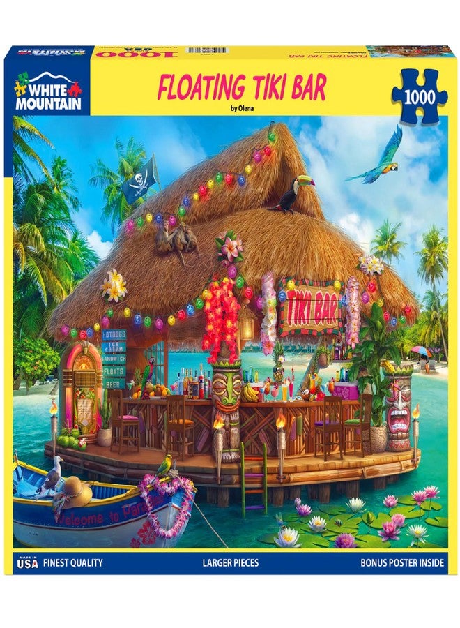 White Mountain 1000 Piece Jigsaw Puzzle Fun Coastal Summer Puzzles with Large Pieces Gift for Adults and Family 24"x30" - Floating Tiki Bar - Image 3