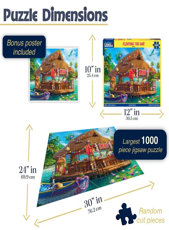 White Mountain 1000 Piece Jigsaw Puzzle Fun Coastal Summer Puzzles with Large Pieces Gift for Adults and Family 24"x30" - Floating Tiki Bar - Image 2