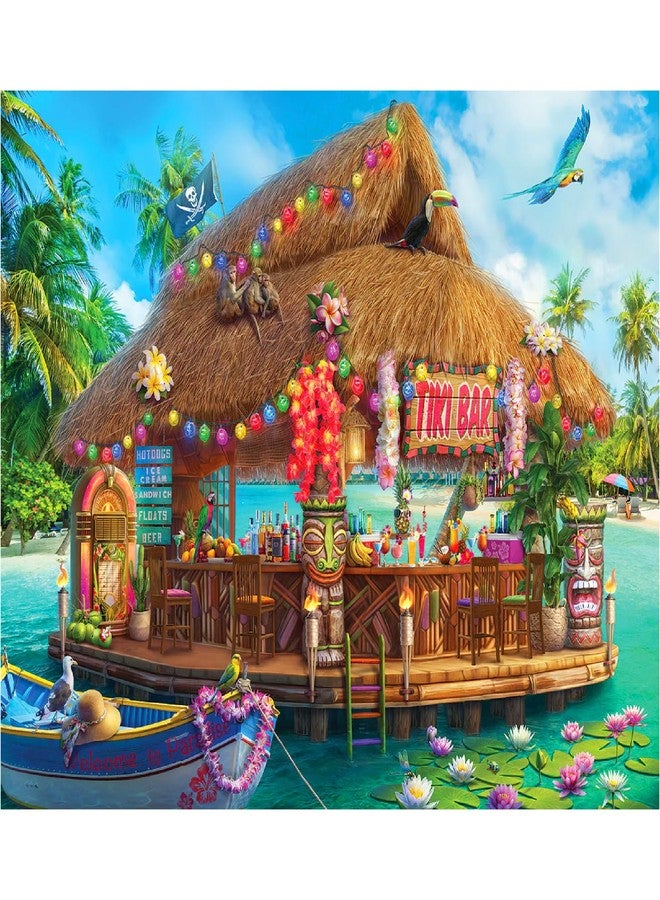 White Mountain 1000 Piece Jigsaw Puzzle Fun Coastal Summer Puzzles with Large Pieces Gift for Adults and Family 24"x30" - Floating Tiki Bar - Image 1