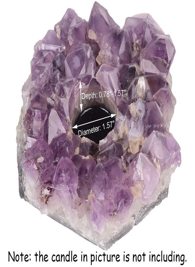 JIC Gem Natural Purple Amethyst Crystal Candle Holder Tealight Stand Home Decoration 4.5 Inch - Image 3