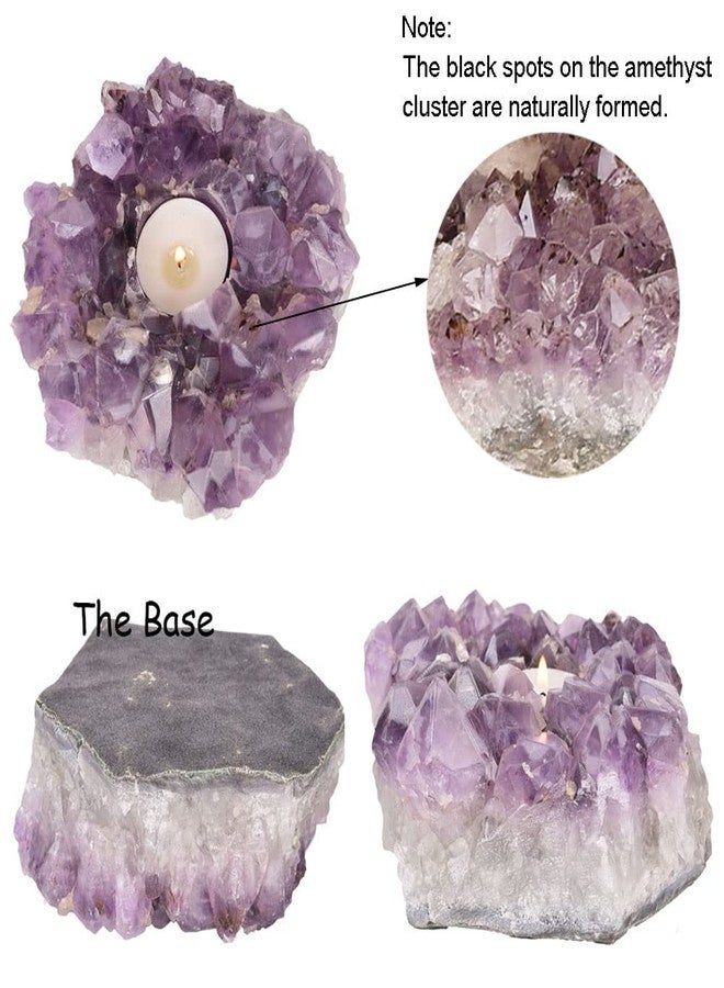 JIC Gem Natural Purple Amethyst Crystal Candle Holder Tealight Stand Home Decoration 4.5 Inch - Image 4