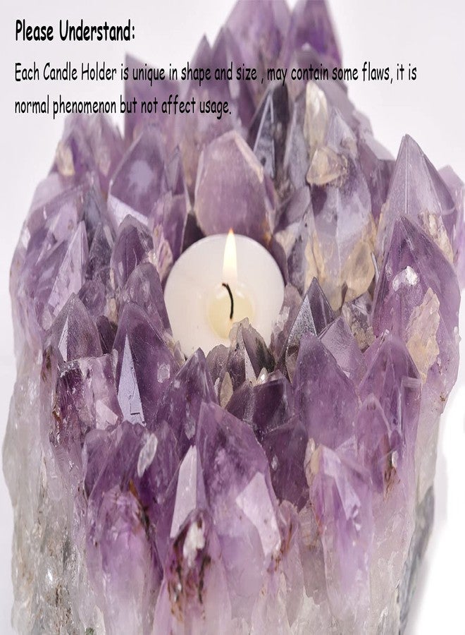 JIC Gem Natural Purple Amethyst Crystal Candle Holder Tealight Stand Home Decoration 4.5 Inch - Image 5